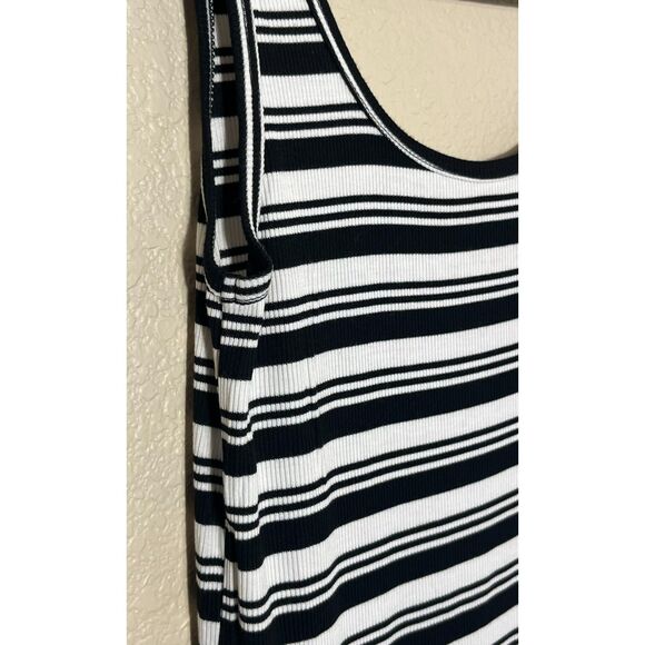 BCBGeneration Black White Stripe Stretch Knit Tank Midi Sundress Small - Picture 5 of 8